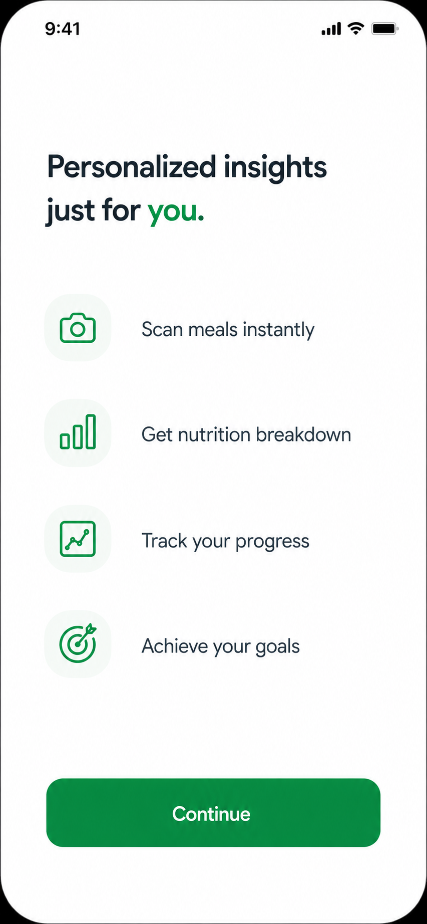 Personalized nutrition insights onboarding